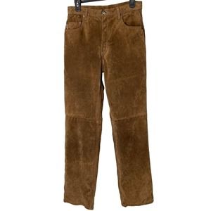 Skotts Washable Suede Pants Womens 8 Brown Vintage Lined Straight Leg Leather